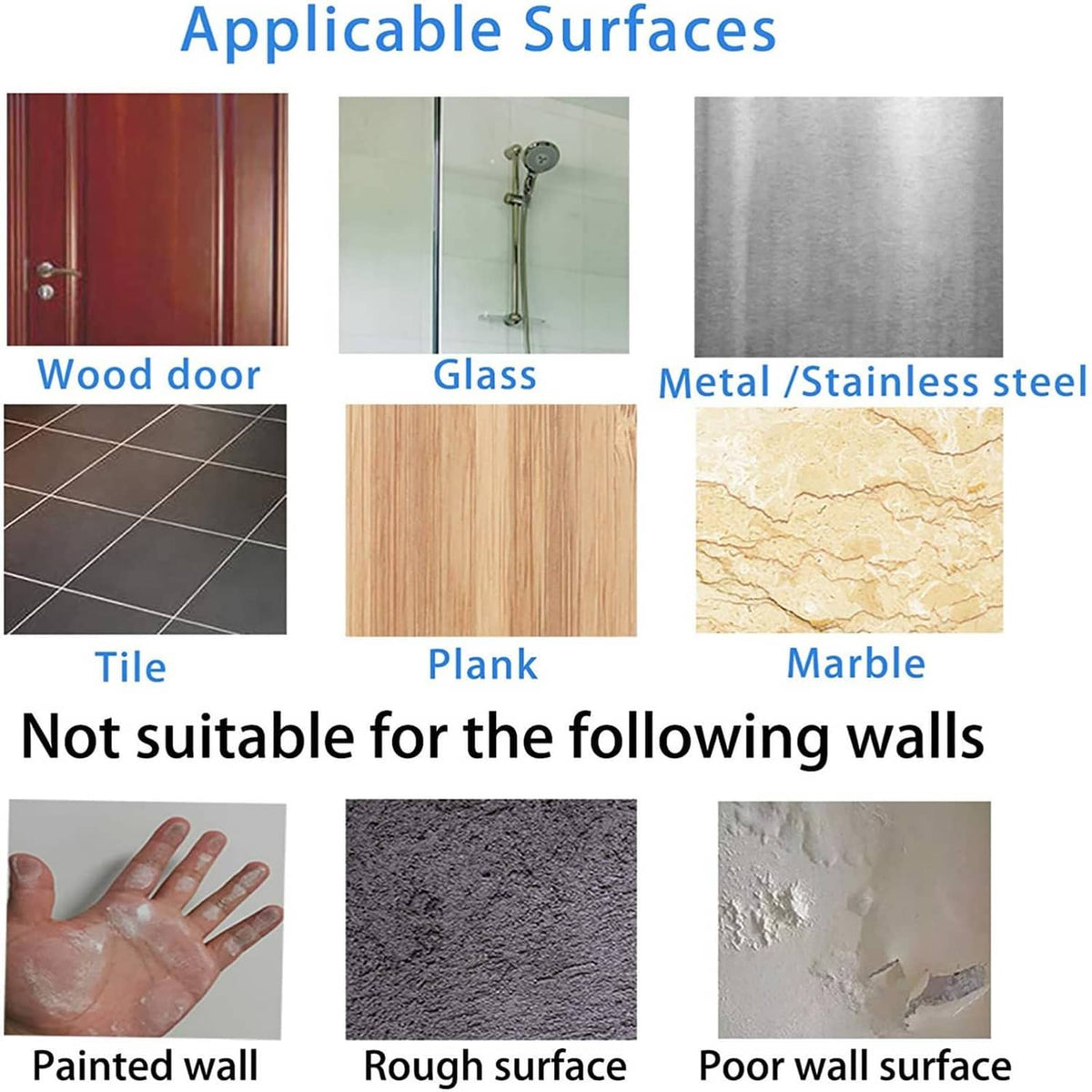 Adhesive hat hooks for wood, glass, metal, tile, and marble surfaces