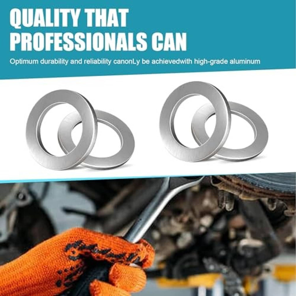 Aluminum crush washer gasket rings with inner holes, engine oil drain plug fit