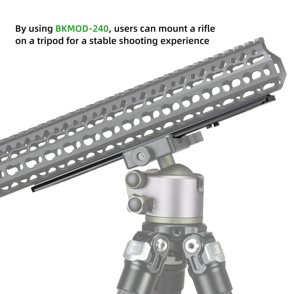 Black rail mount adapter attached to a tripod head for stable viewing