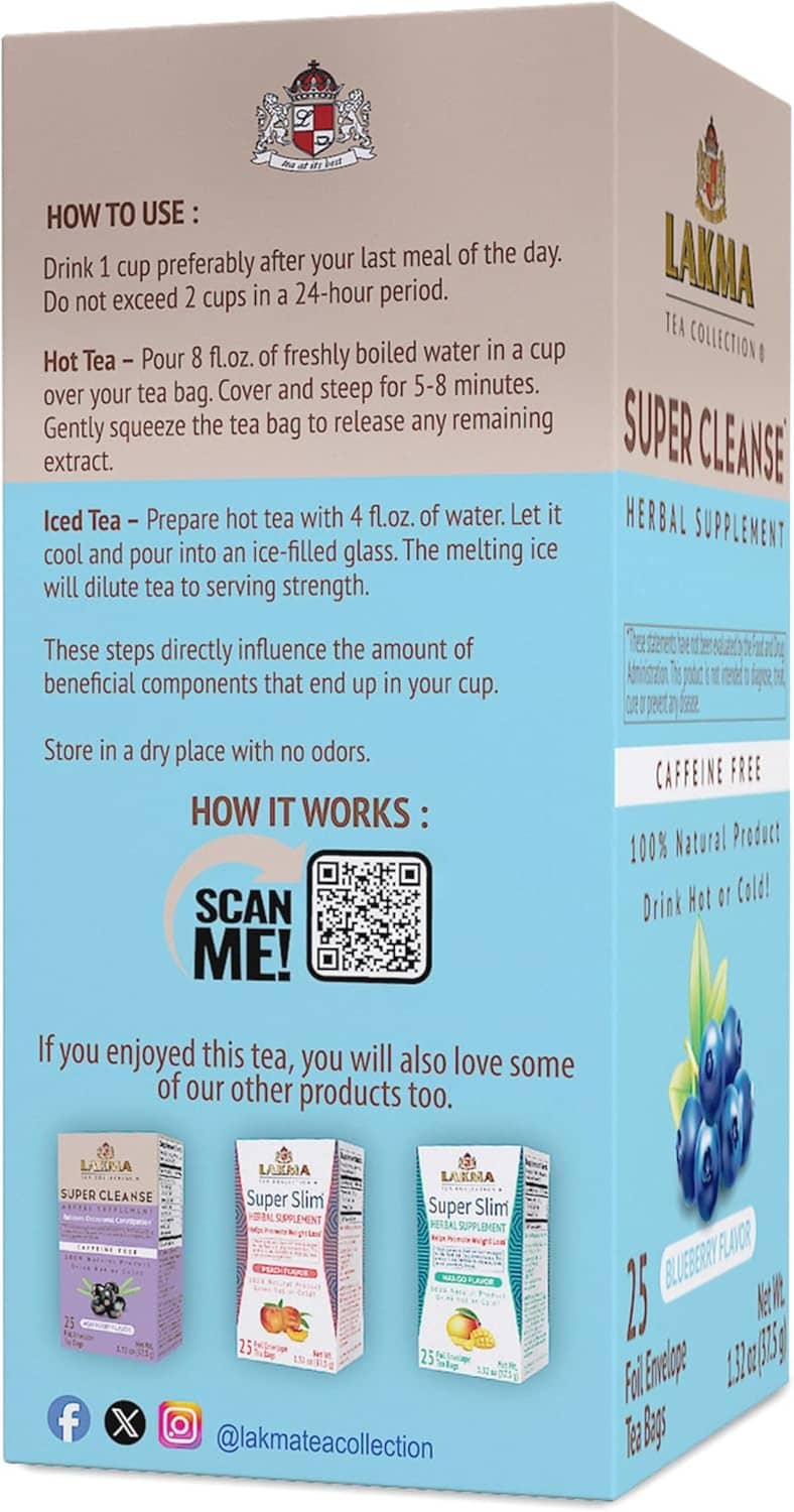 Lakma Super Cleanse box side with How to Use and How it Works text