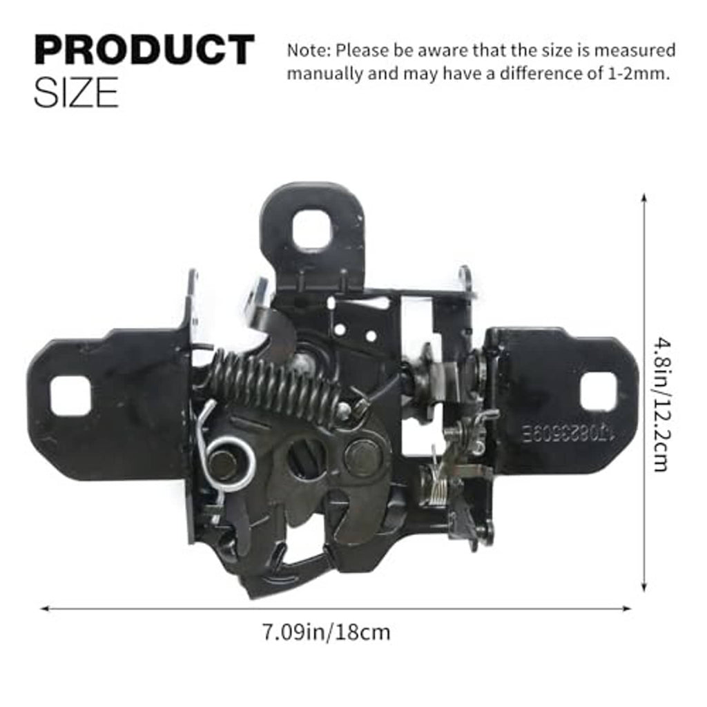 Hood latch lock and hood puller replacement assembly with two side mounting plates