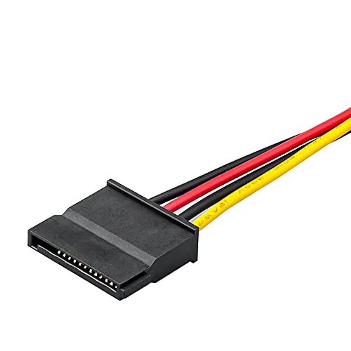 SATA female power connector on a multi-wire adapter cable with colored leads