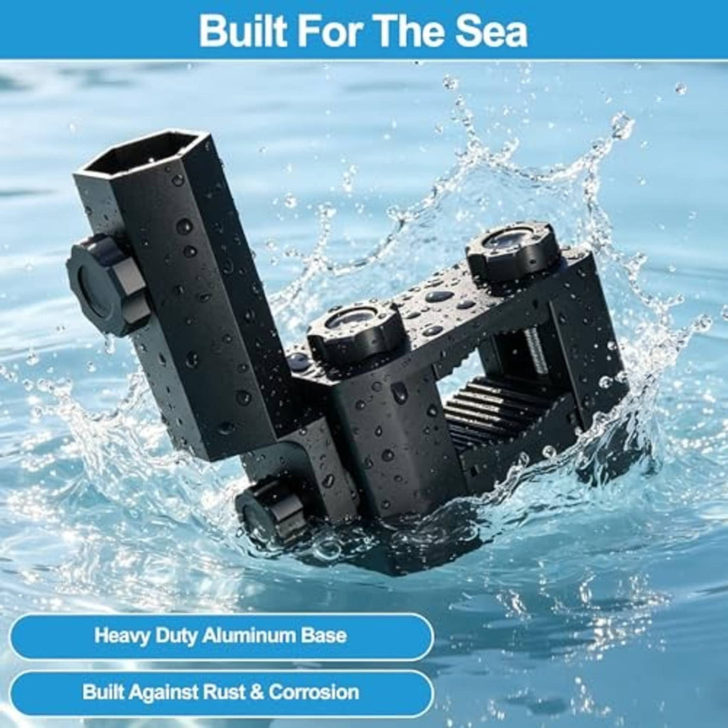 Heavy-duty black flag pole mount base with splashproof design