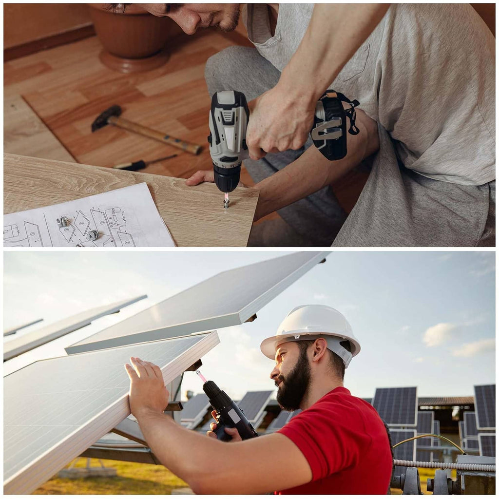 Phillips impact screwdriver bit in use driving screws into a wooden panel