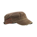 Brown cotton distressed cadet cap, washed look with eyelets and curved brim