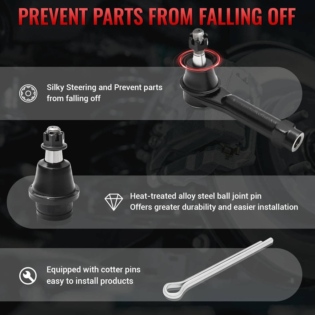 Heat-treated ball joint control arm with cotter pin hardware, black steel components