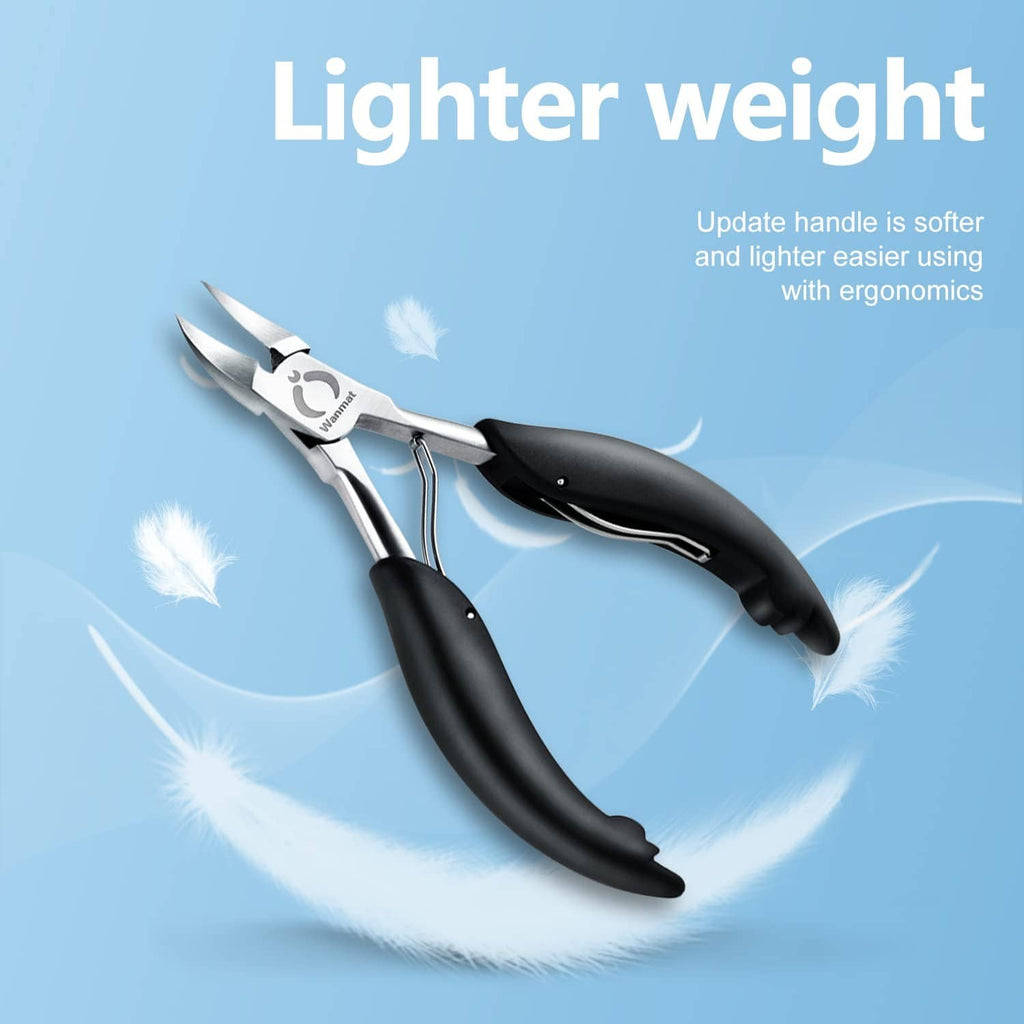 Toe nail clipper pliers with stainless blades and black ergonomic handles