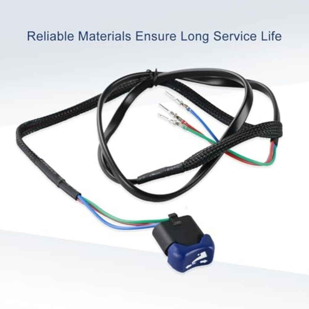 Black braided wiring harness with blue connector block and multi-color wire leads
