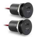 Two black recessed car USB chargers with stacked PD 100W ports, side-by-side view