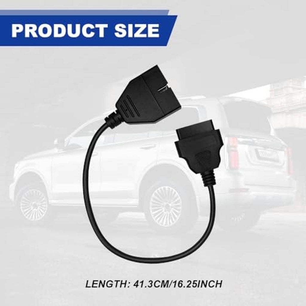 OBD scanner adapter cable with two black plugs and connecting wire