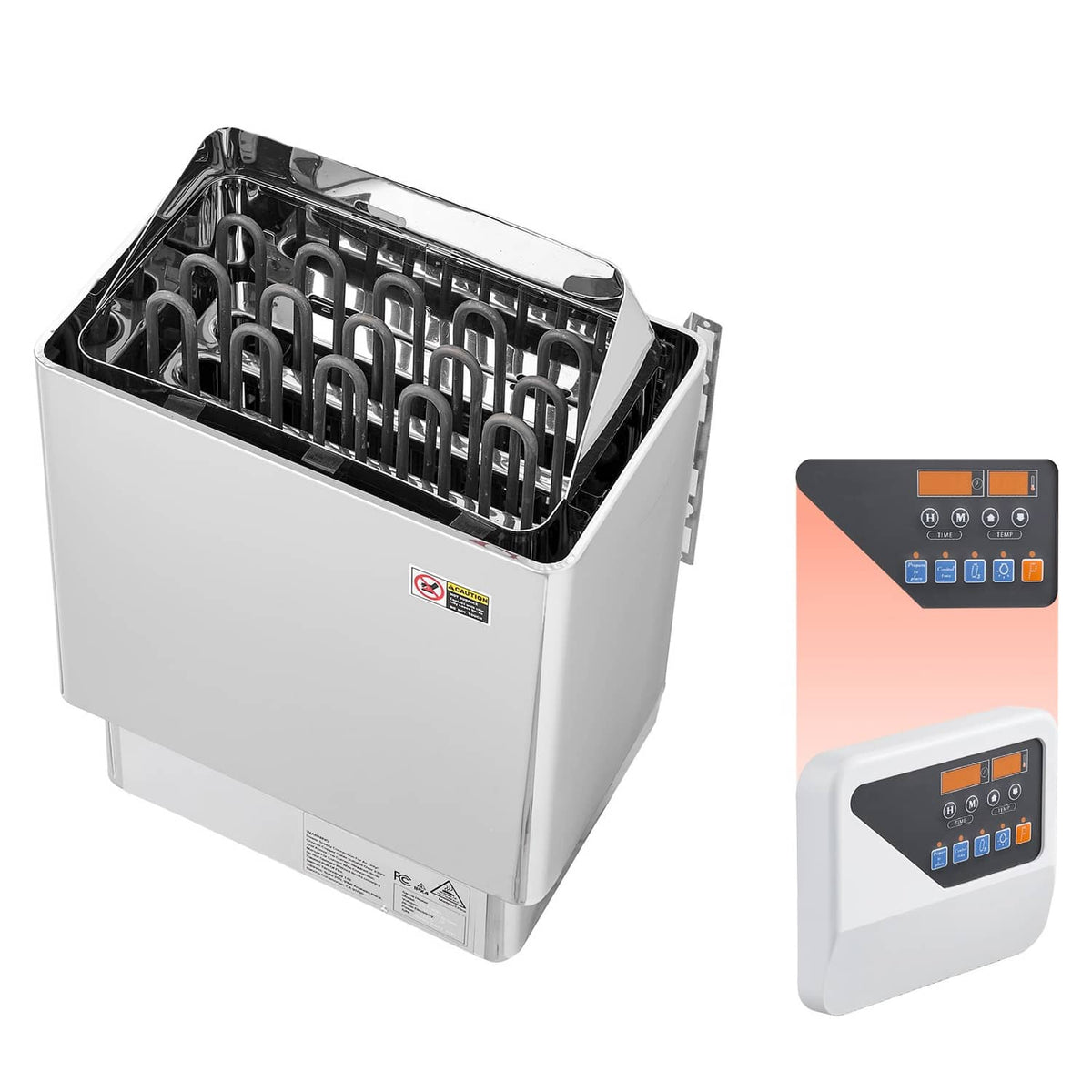 Stainless steel electric sauna heater with external temperature controller and keypad