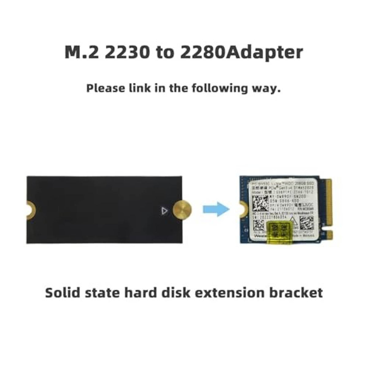 M.2 2230 to 2280 extension bracket converting to an M.2 slot adapter