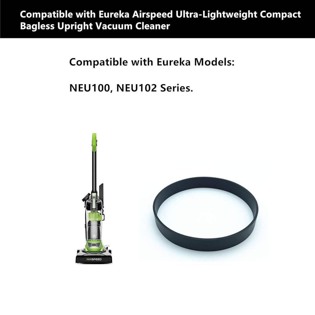 Black flat replacement vacuum belt loop, shown with upright vacuum