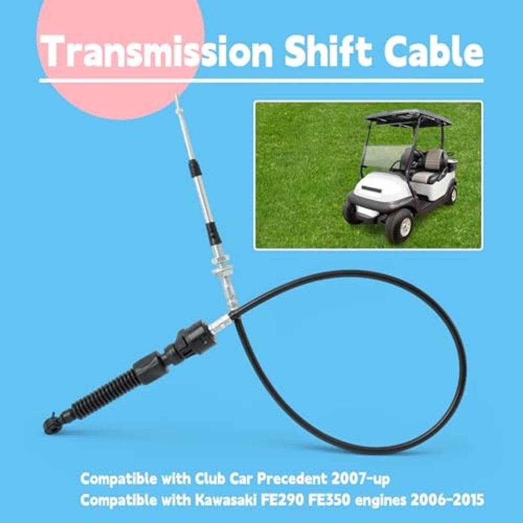 Transmission shift cable assembly with black rubber boots and two metal rods