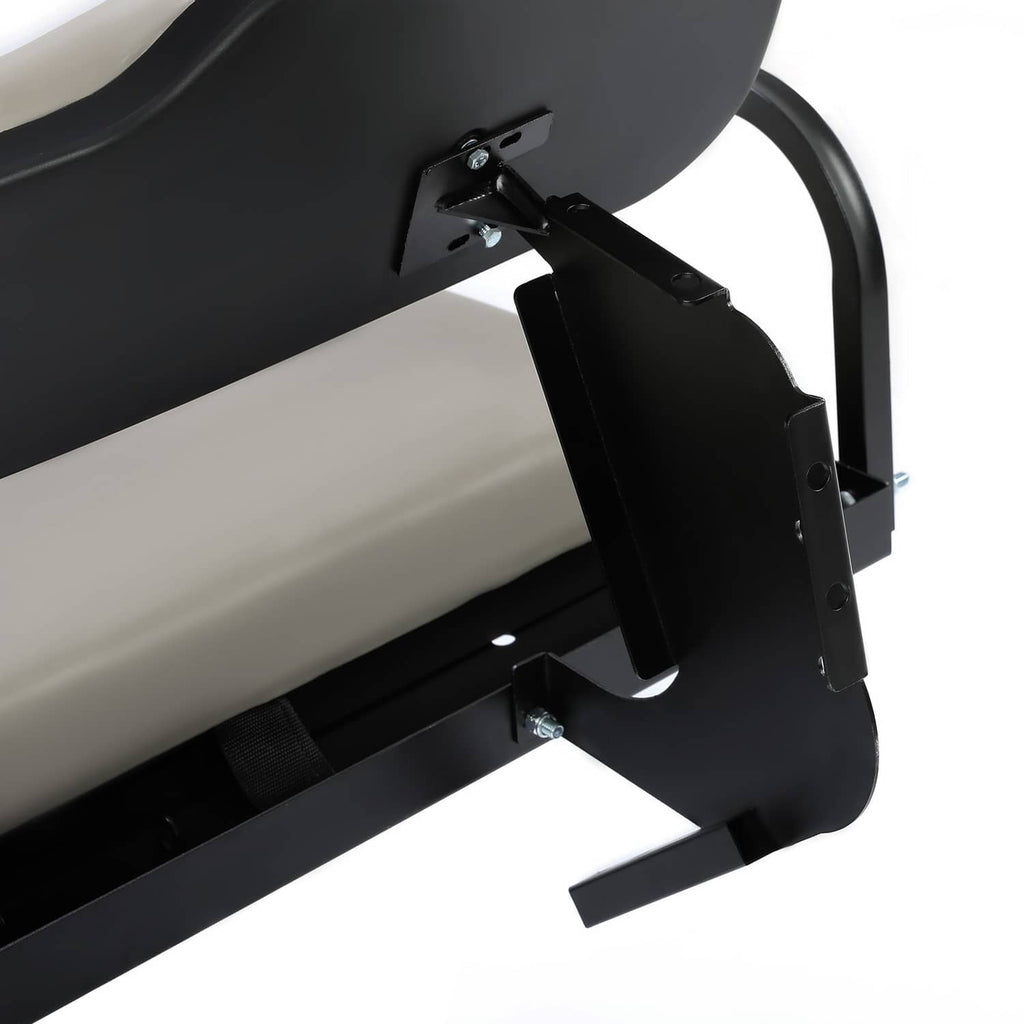 Rear flip seat bracket with hinge plates and black powder-coated frame