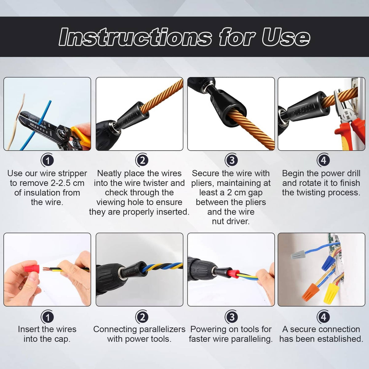 Wire twister tool twisting a copper wire strand with a drill bit