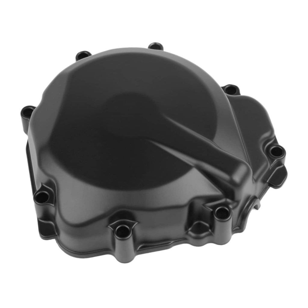 Black left engine stator cover with mounting holes, motorcycle crankcase cover
