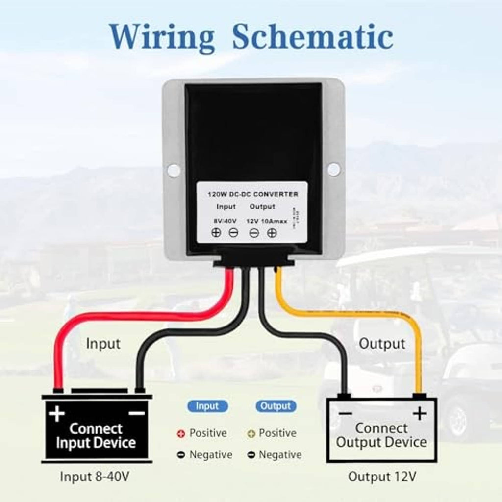 Buck-boost converter wiring schematic with input and output terminal labels