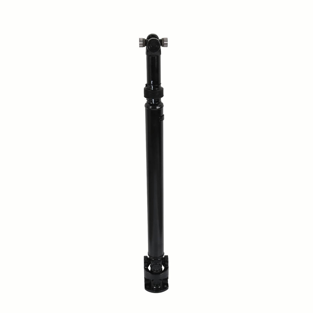 Front driveshaft prop shaft, black tubular shaft with upper yoke and U-joint