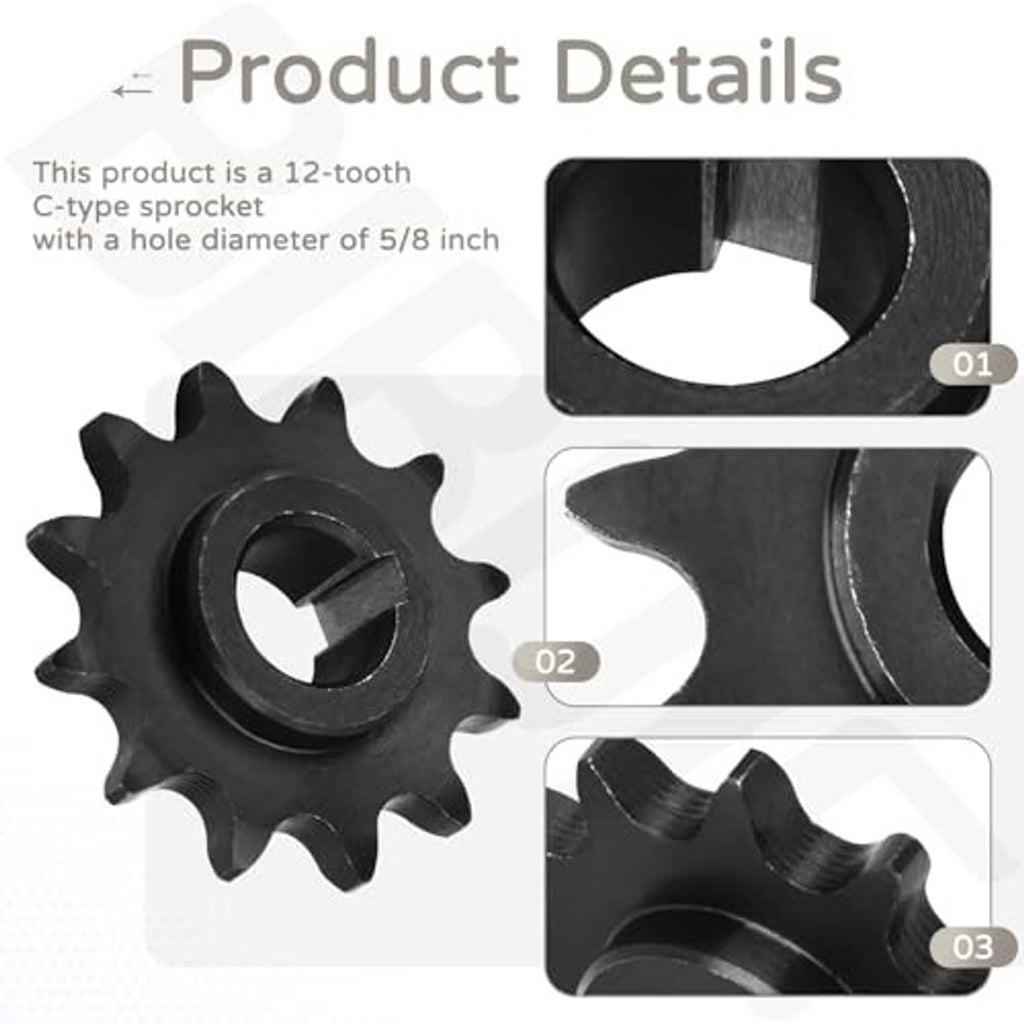 12-tooth C-type sprocket with central bore, dark metal, geared outer profile