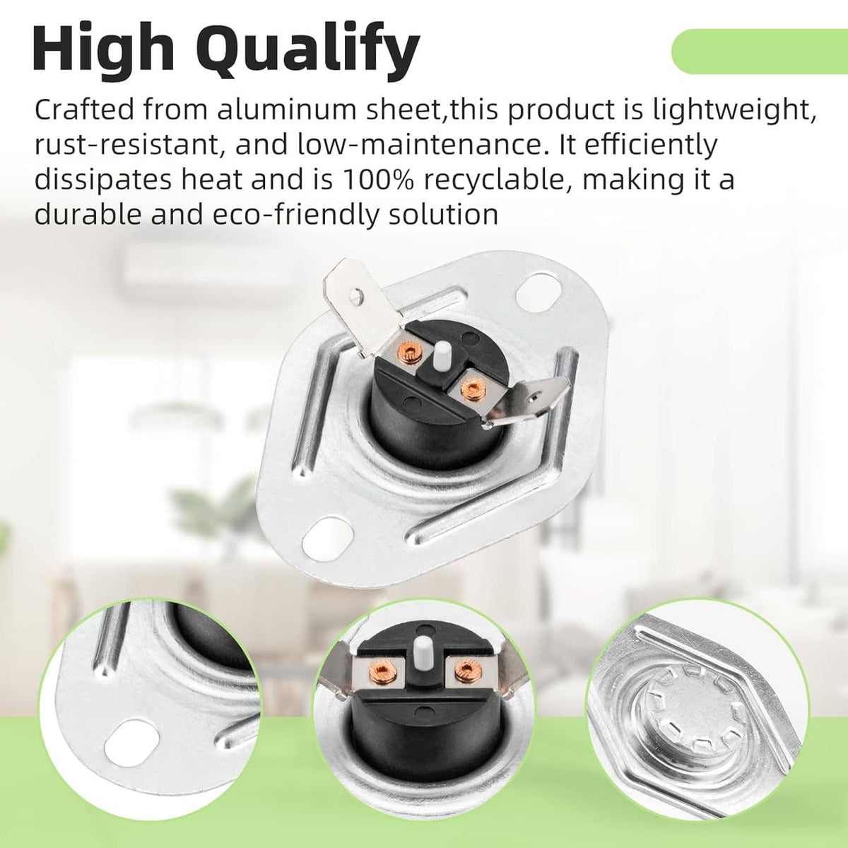 Flame rollout limit switch with metal plate and black protective sensor dome