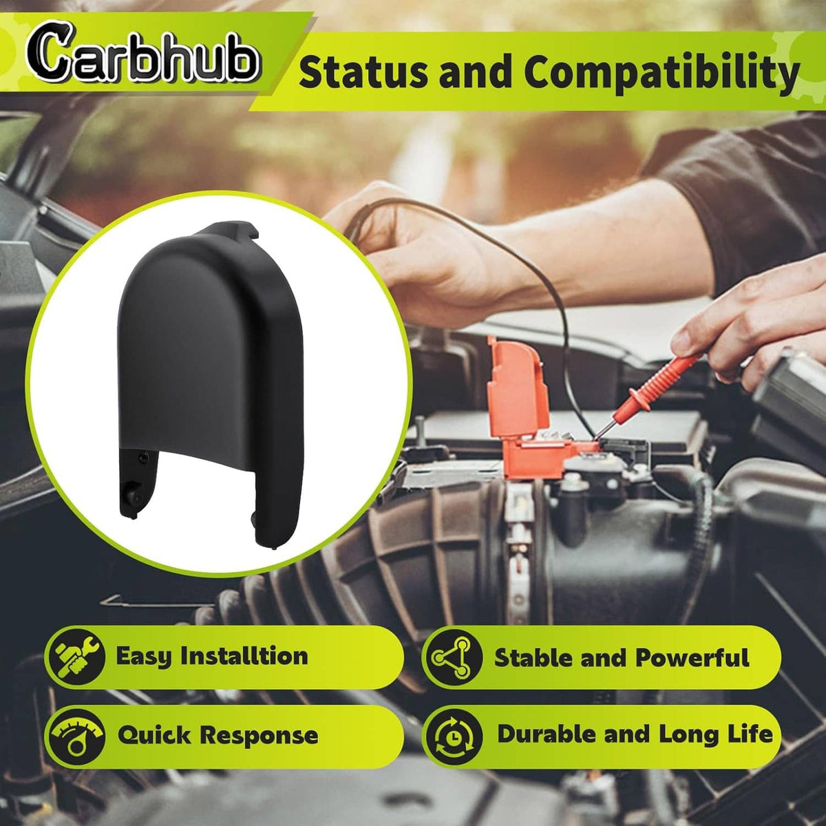 Windshield wiper arm cap cover, black plastic, curved design with mounting tab