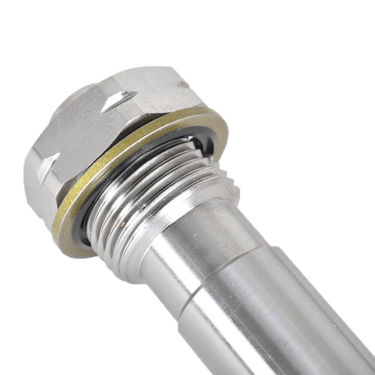 Silver timing shaft assembly with threaded collar and seal ring