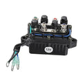 12V outboard trim relay with three-pin terminals, black plastic housing