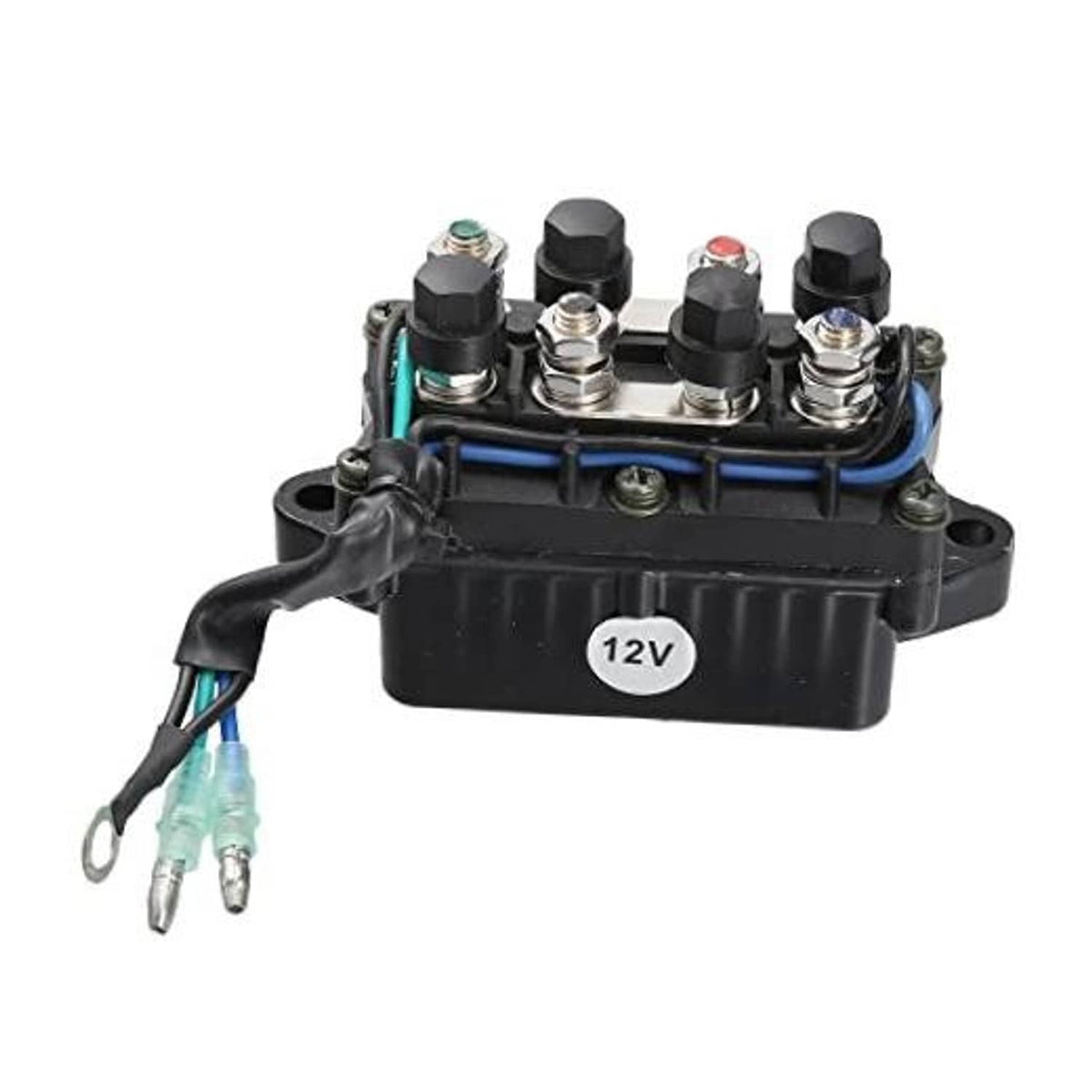 12V outboard trim relay with three-pin terminals, black plastic housing