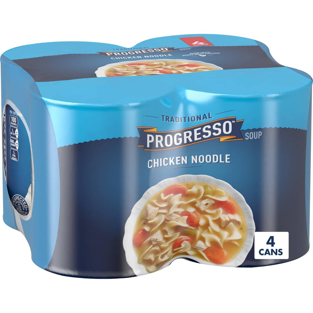 Progresso traditional chicken noodle canned soup multipack, 4 cans with label
