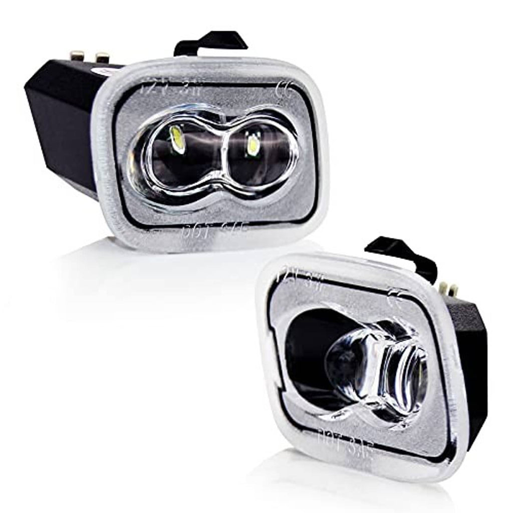 LED side mirror puddle light assembly, chrome lens with dual bulbs and mounting clips