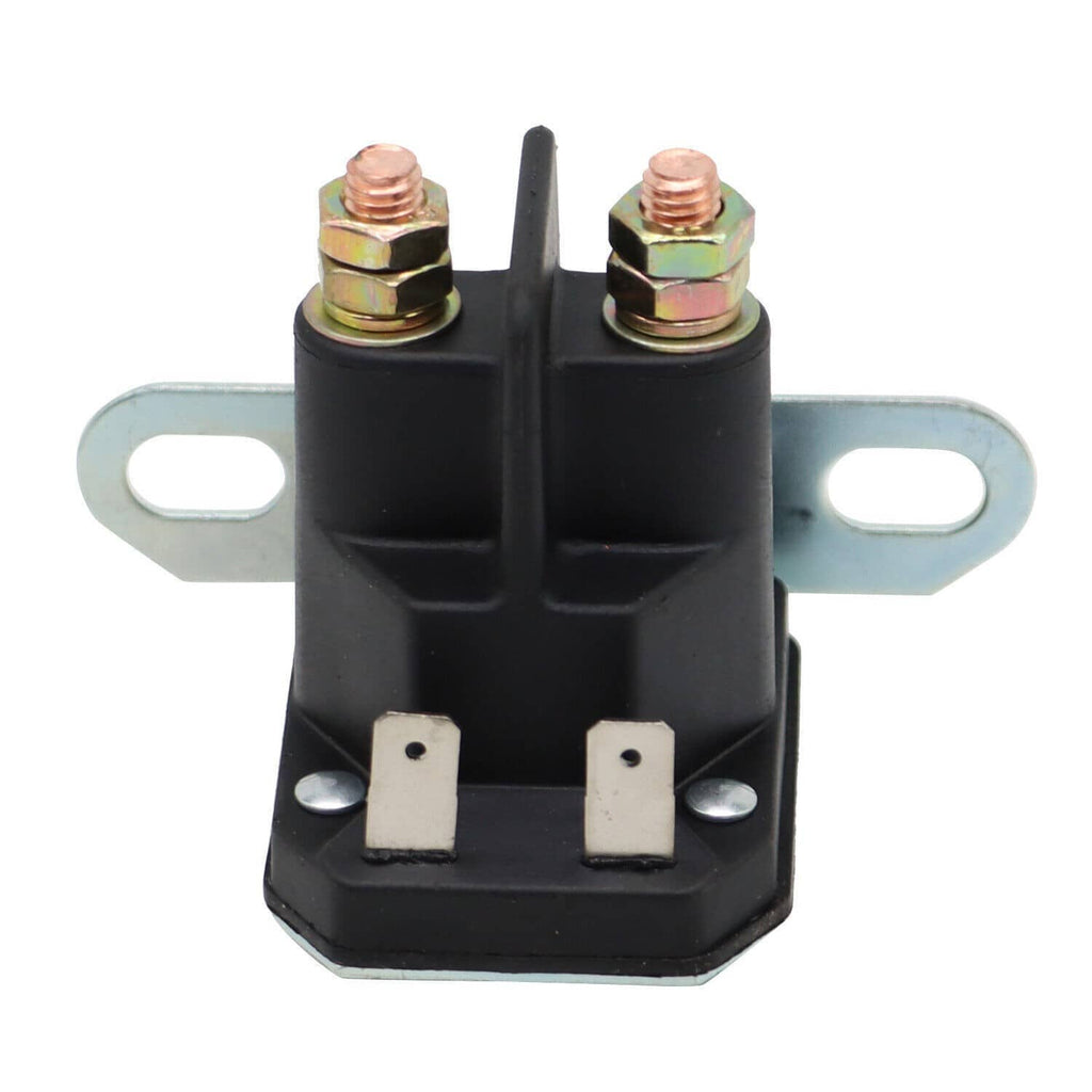 Starter relay solenoid with black housing and two copper-colored studs on metal bracket