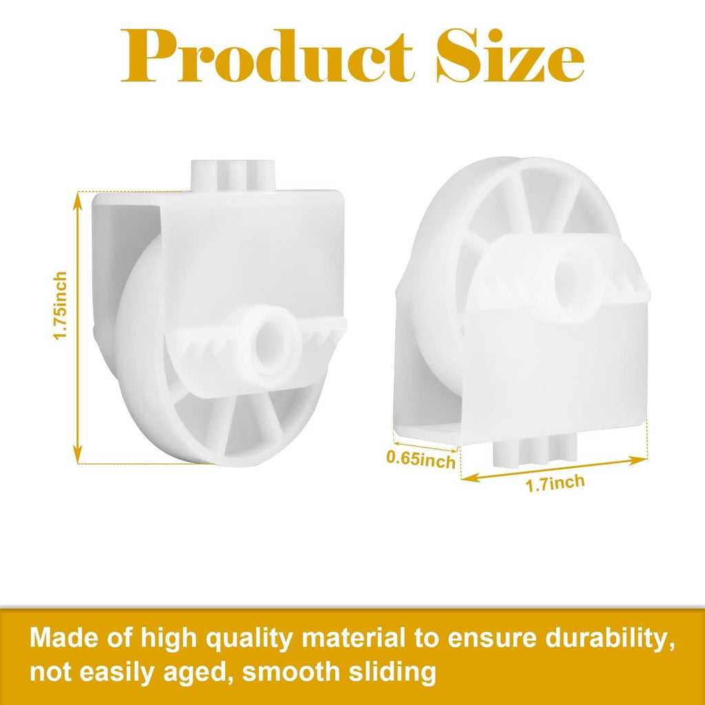 White freezer drawer roller assembly parts with visible wheel and mounting post.