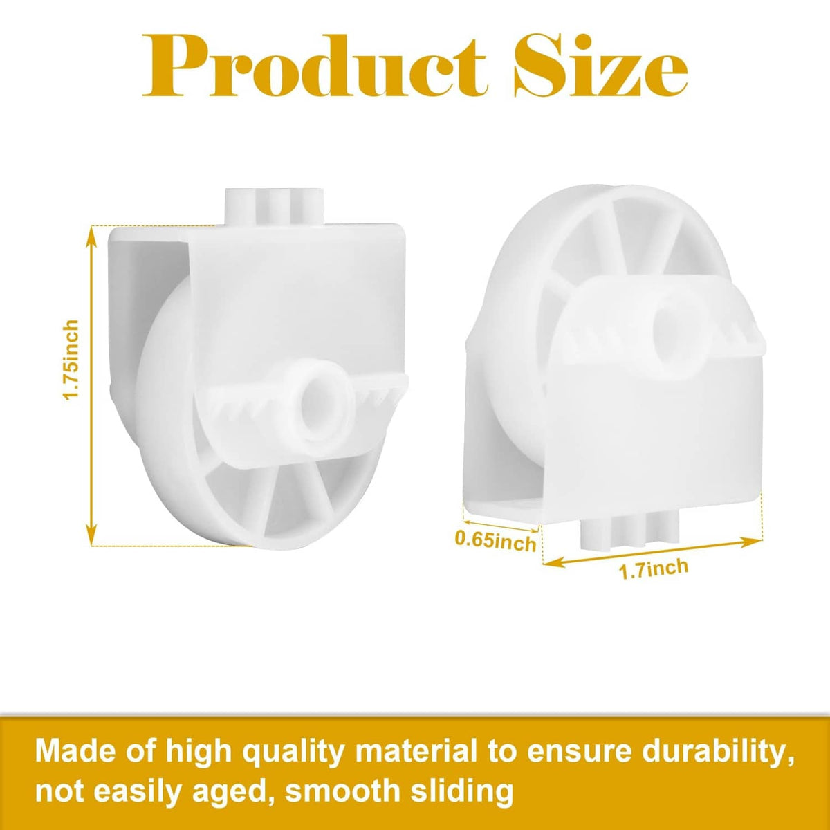 White freezer drawer roller assembly parts with visible wheel and mounting post.