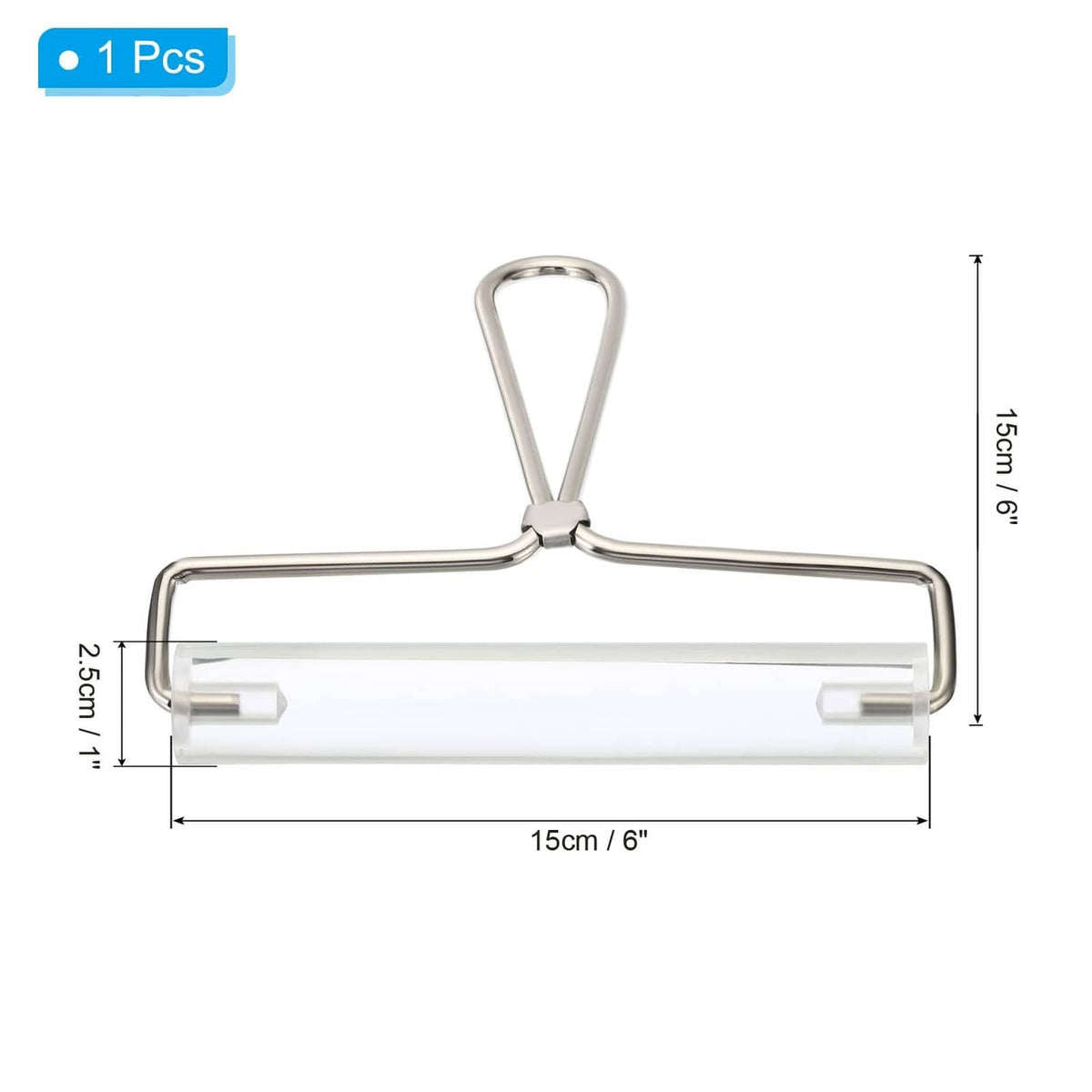 6-inch acrylic roller brayer with clear barrel and chrome frame, 15 cm width