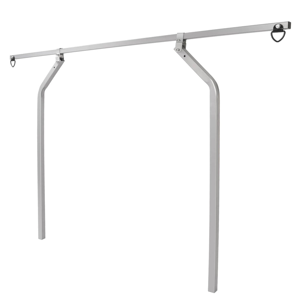 Universal trailer cross bar frame with top rail and curved support brackets on legs
