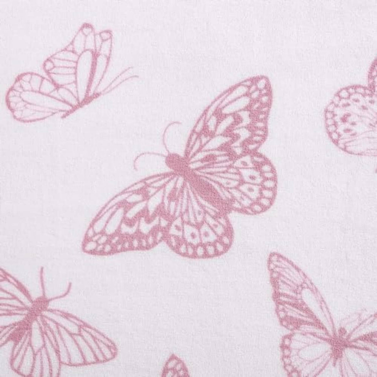 Light pink blanket fabric with repeating butterfly pattern