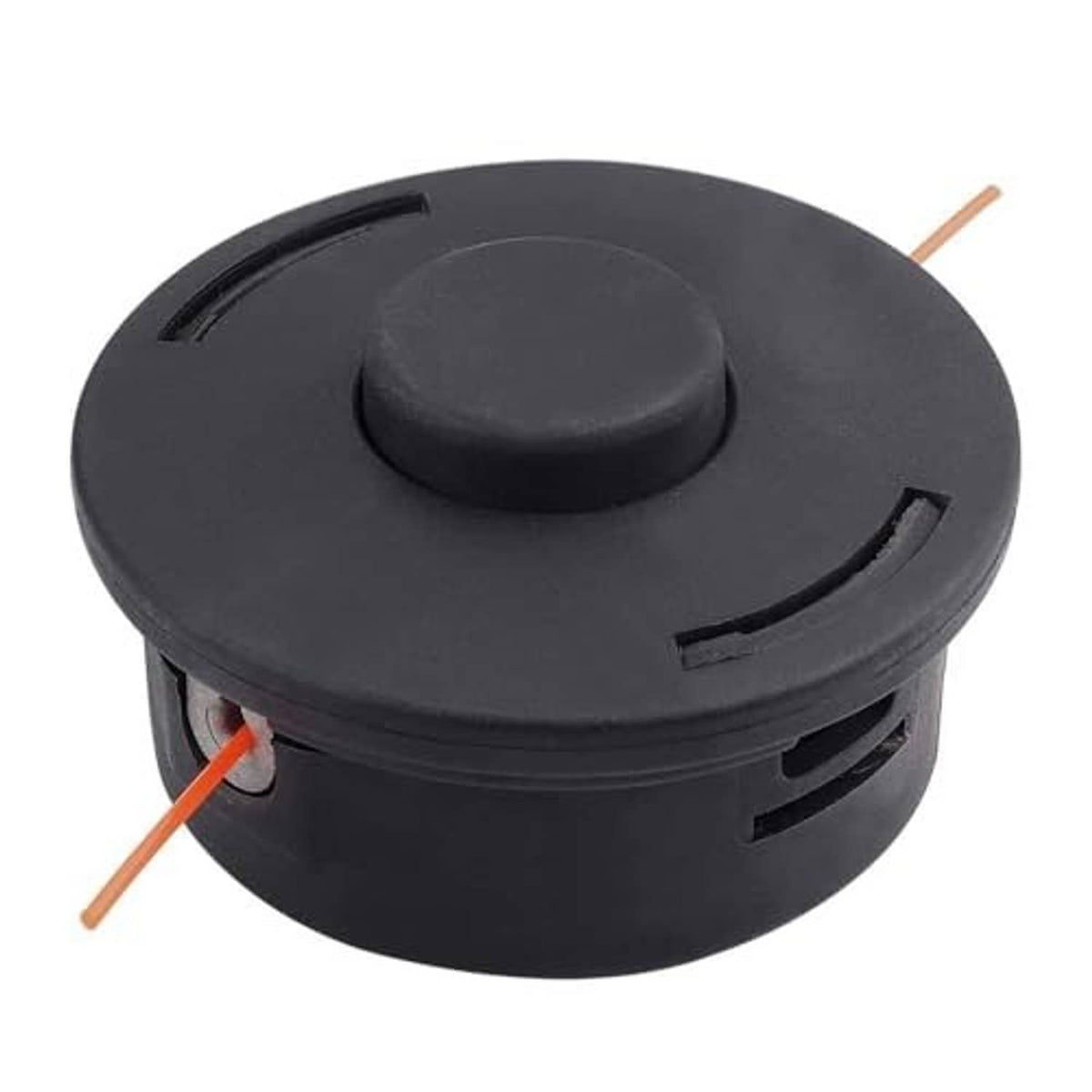 Black trimmer head cap with orange cutting line