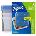 Ziploc medium square plastic food container with lid, clear, One Press Seal