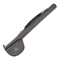 Grey soft fly rod and reel case with carry strap and zippered pocket