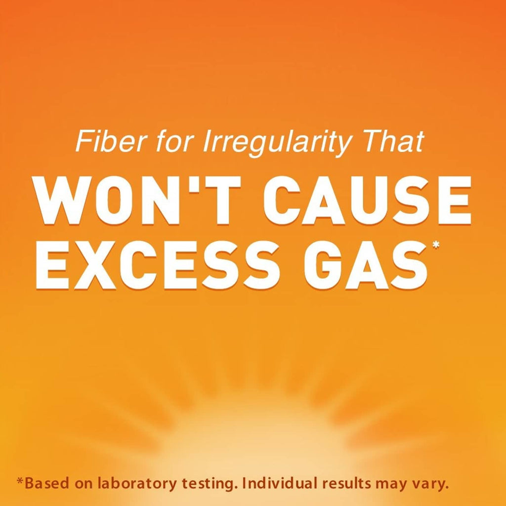 Promotional orange panel stating fiber won’t cause excess gas