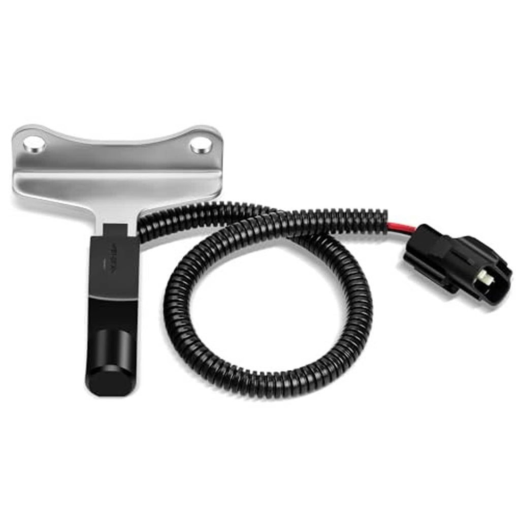 Crankshaft position sensor with coiled black wiring and black two-pin plug connector