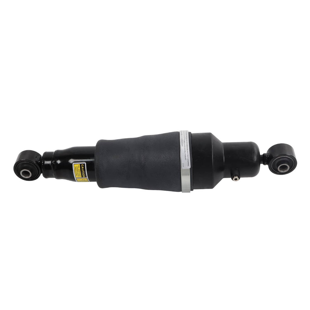 Pair of rear air suspension shock struts, side view with silver band and two mounting eyes