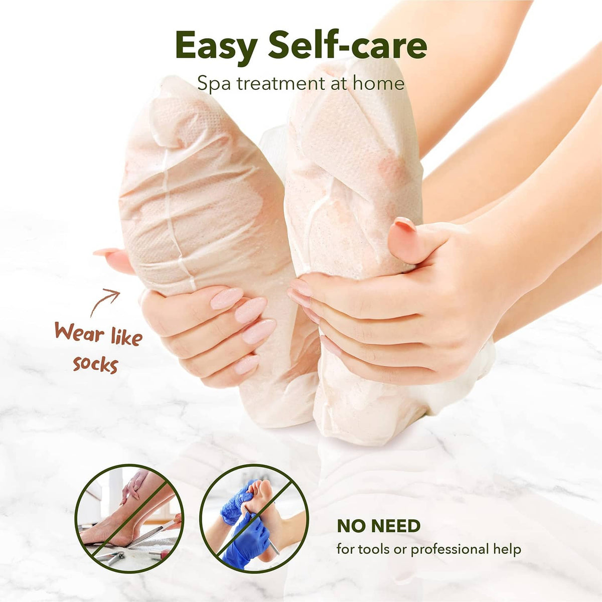 Foot peeling mask socks for at-home care, worn like socks