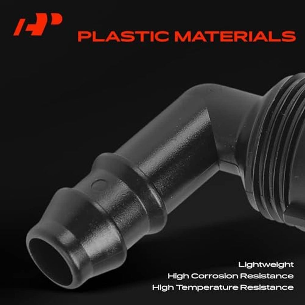 Black headlight washer nozzle tip and threaded mounting base close-up