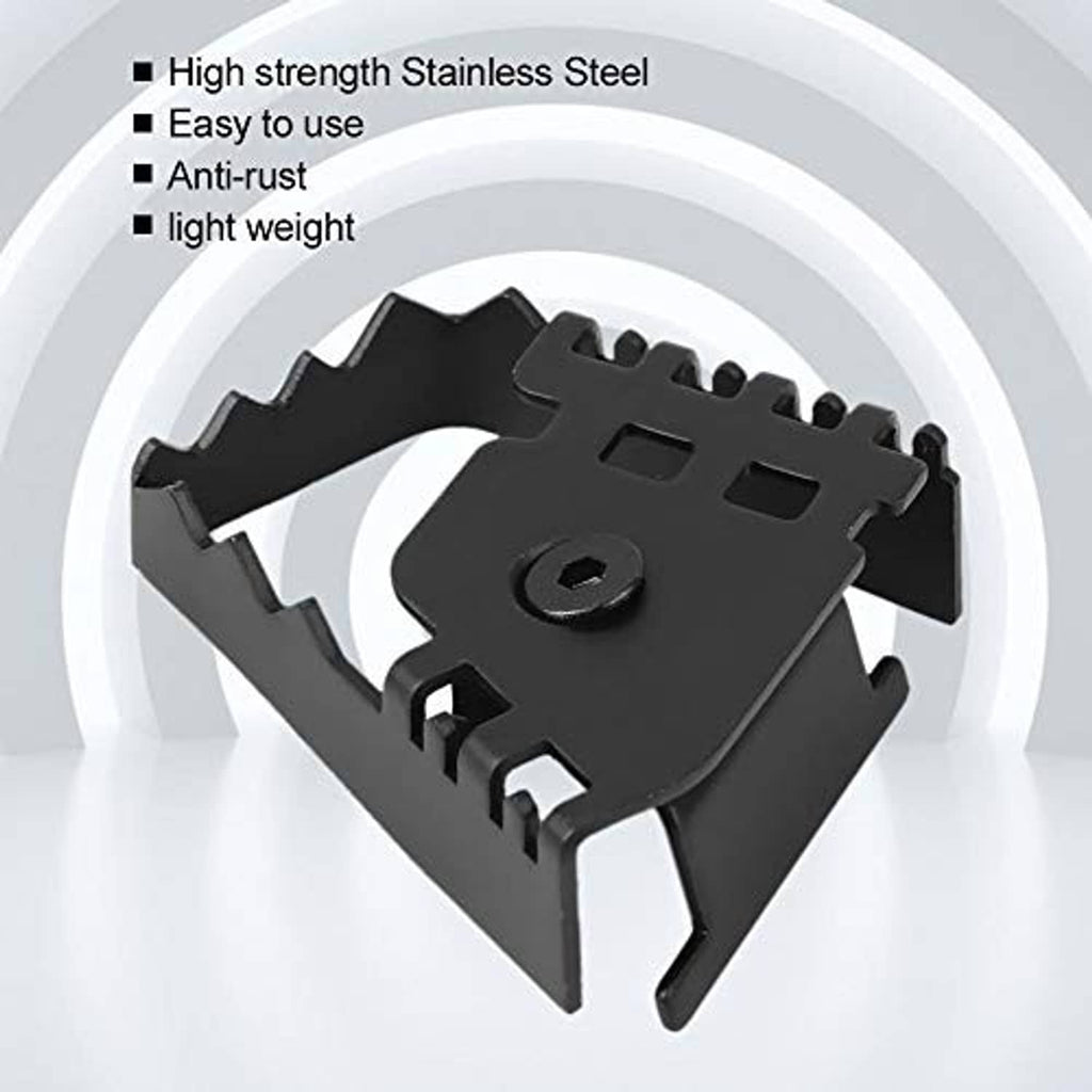 Motorcycle rear brake pedal pad extension in black, angled view with mounting teeth