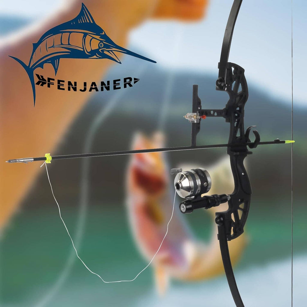 Bowfishing arrow nock safety slides with neon yellow sleeve and black clamp on a fishing bow