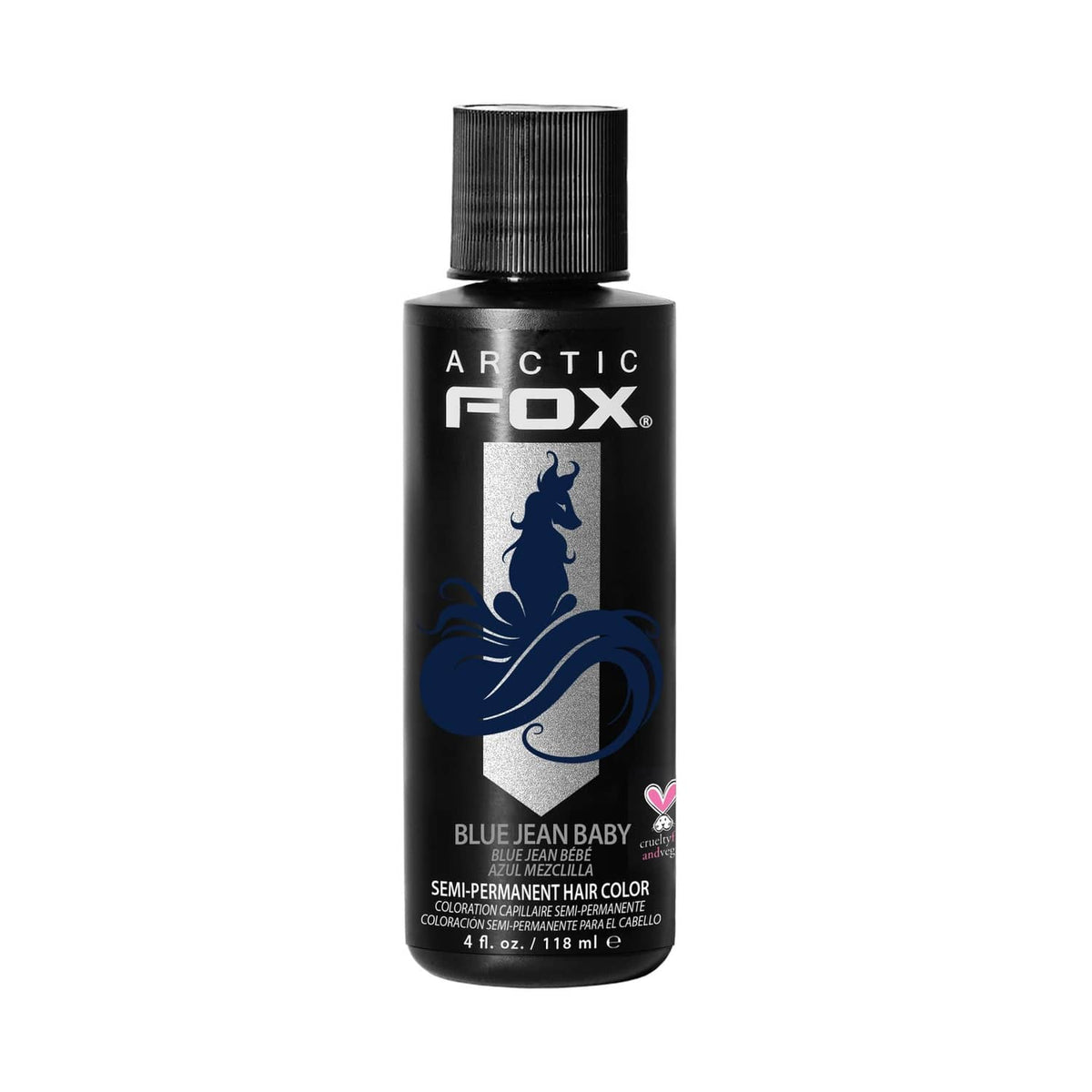 ARCTIC FOX semi-permanent hair color bottle, Blue Jean Baby, 4 fl oz, blue label