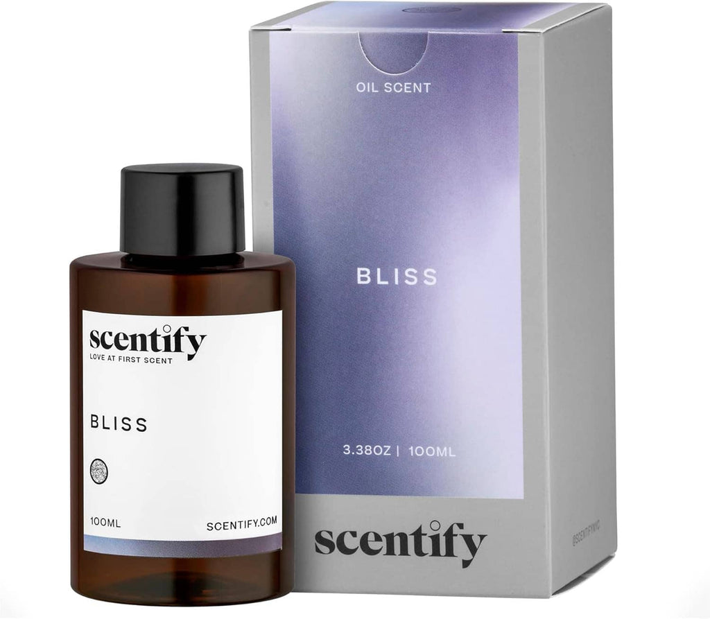 Bliss scentify 100 ml oil scent refill bottle with purple carton packaging