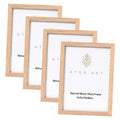 Set of four natural oak 5x7 photo frames, shown front with white inserts